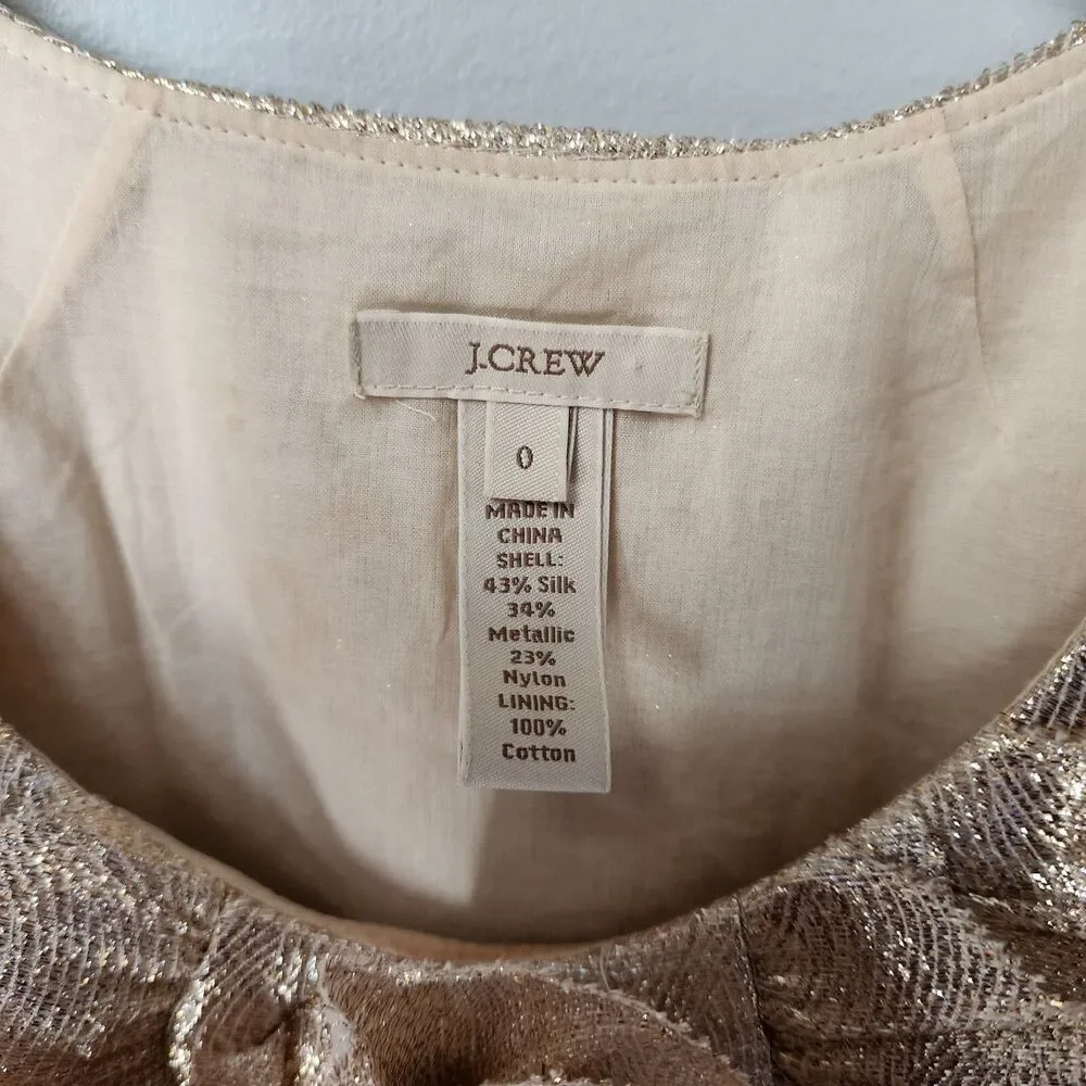 J Crew Gypsy Rose Metallic Cami top blouse silk Size 0 Women’s Shimmering Gold
